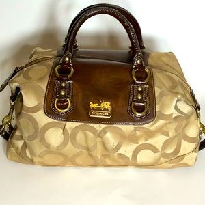 Gold & Brown Coach Bag w/ Handles & Straps